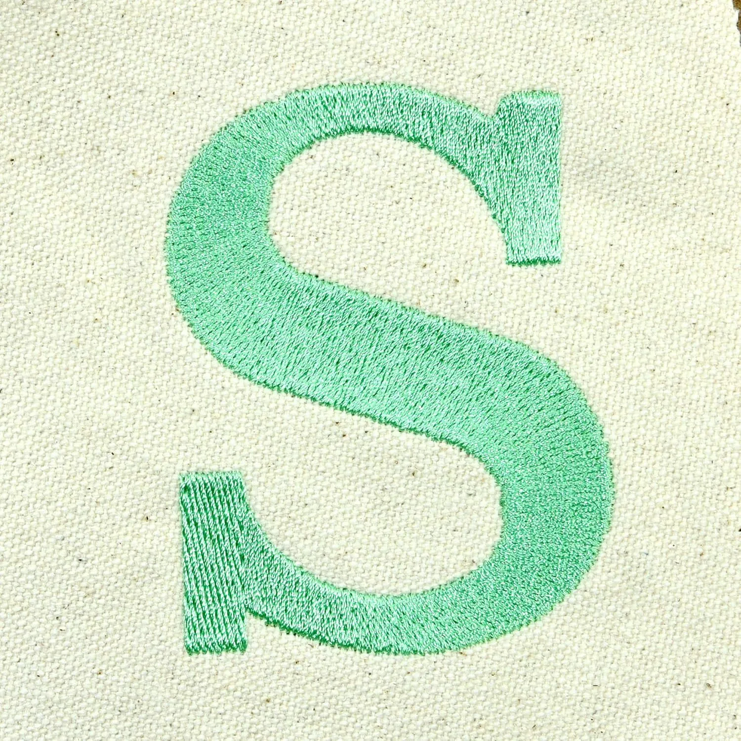 DALIX Initial Tote Bag Personalized Monogram Mint Green Zippered Top Letter - S