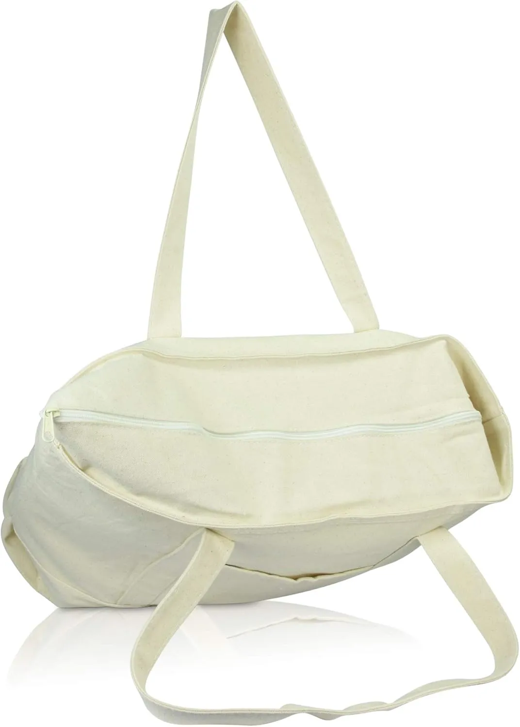 DALIX Initial Tote Bag Personalized Monogram Natural Zippered Top Letter - L
