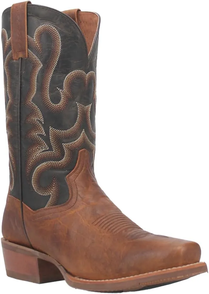 Dan Post Mens Richland Embroidered Square Toe Pull On Casual Boots Mid Calf - Brown