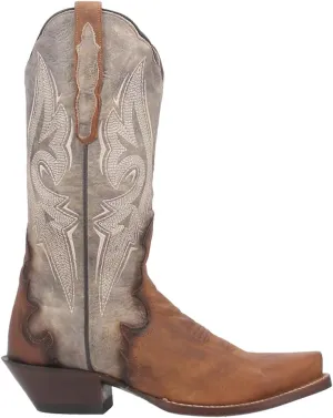 Dan Post Womens Zoli Embroidered Snip Toe Pull On Casual Boots Mid Calf Low Heel 1-2" - Brown