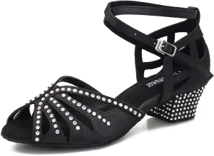 Dance Shoes for Women Low Heel Ballroom Dance Shoes Salsa Latin Practice Dancing Shoes Cuban Heels 1.5 inch