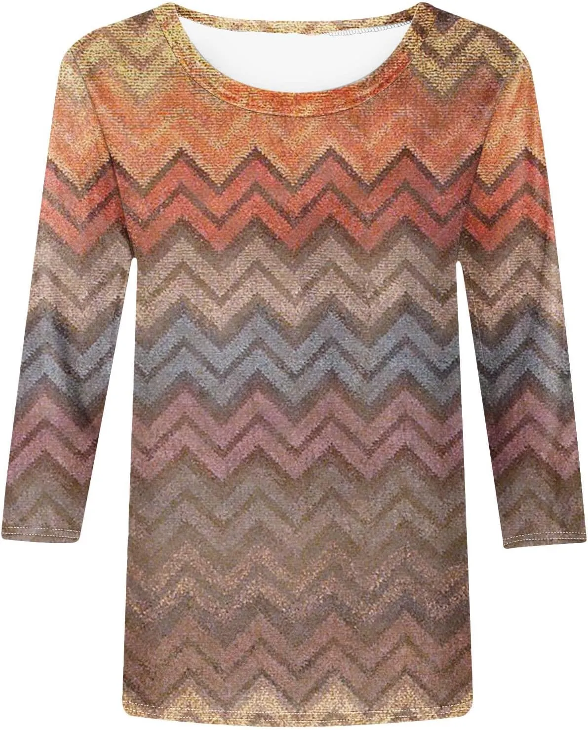 DASAYO Womens Fashion 2024 3/4 Sleeve Shirts Crewneck Casual Plus Size Tops for Women Trendy Tie Die Print Going Out Tops