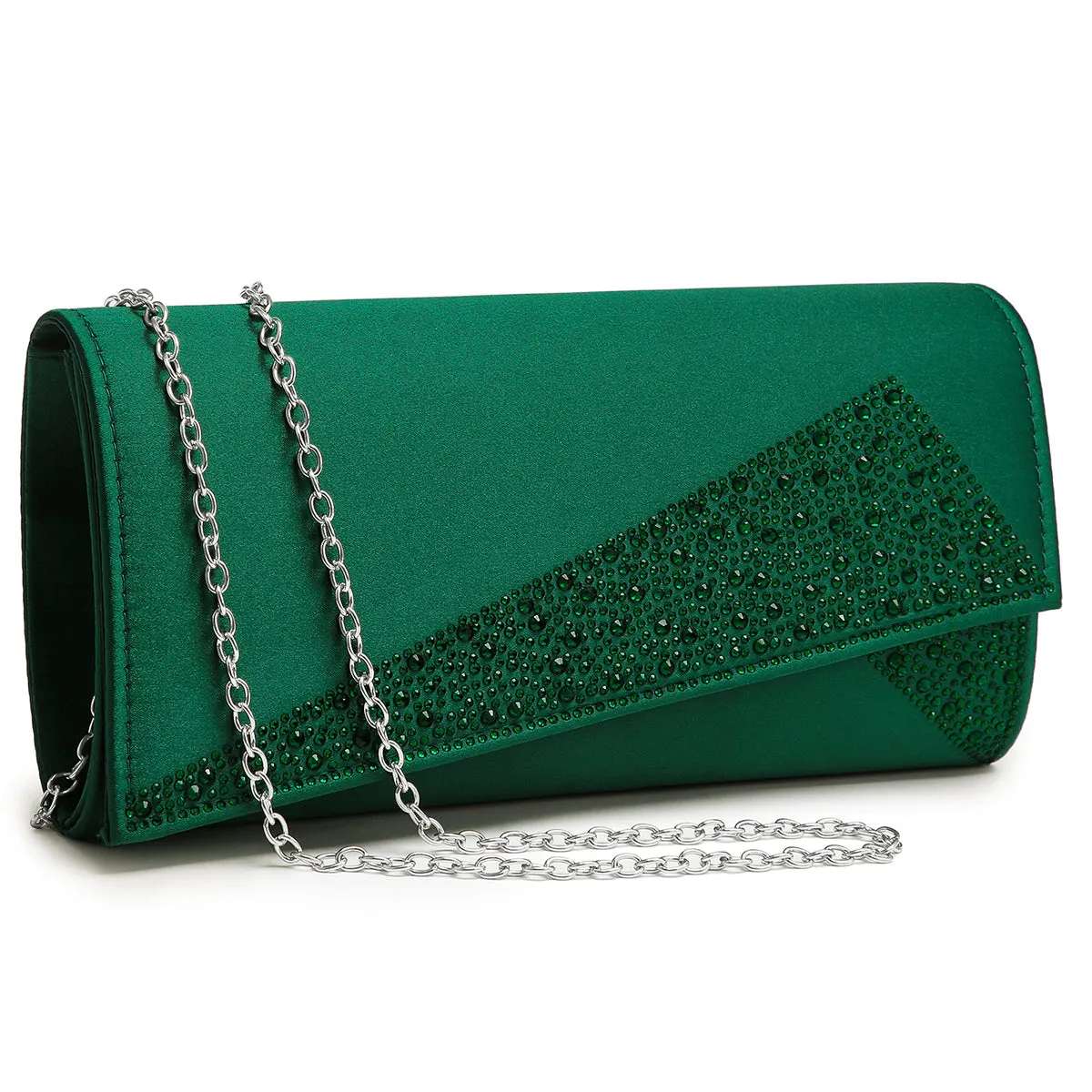 Dasein Evening Clutch with glistening beads and w/Removable Chain Strap