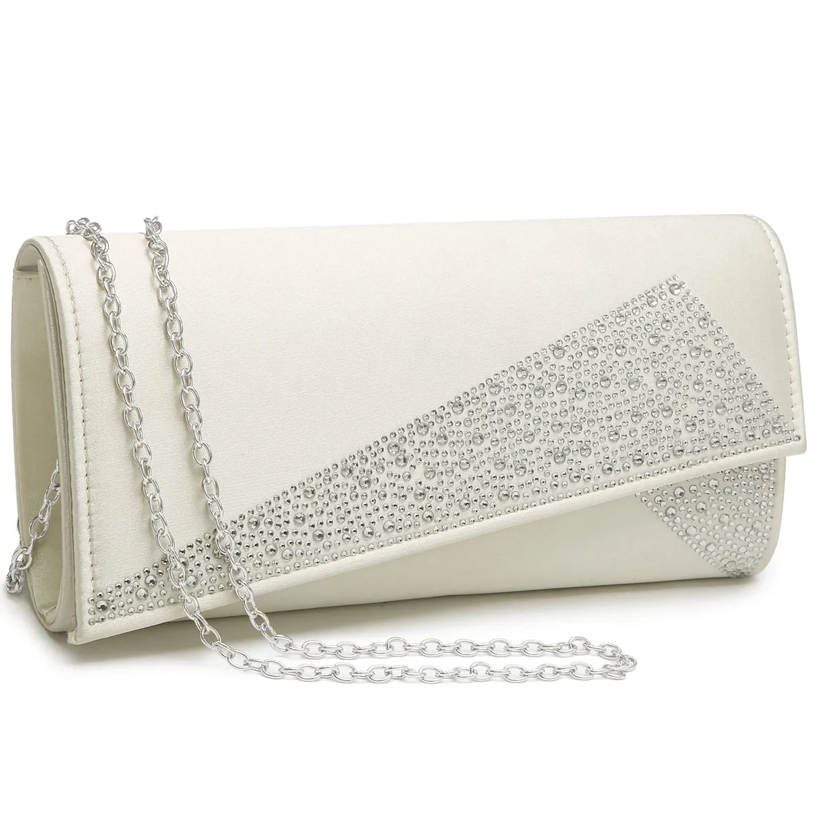 Dasein Evening Clutch with glistening beads and w/Removable Chain Strap