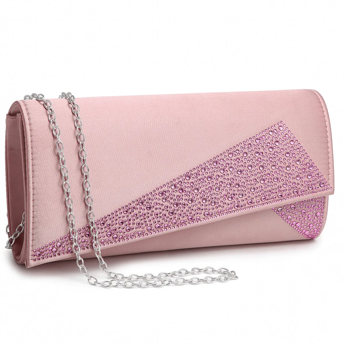 Dasein Evening Clutch with glistening beads and w/Removable Chain Strap
