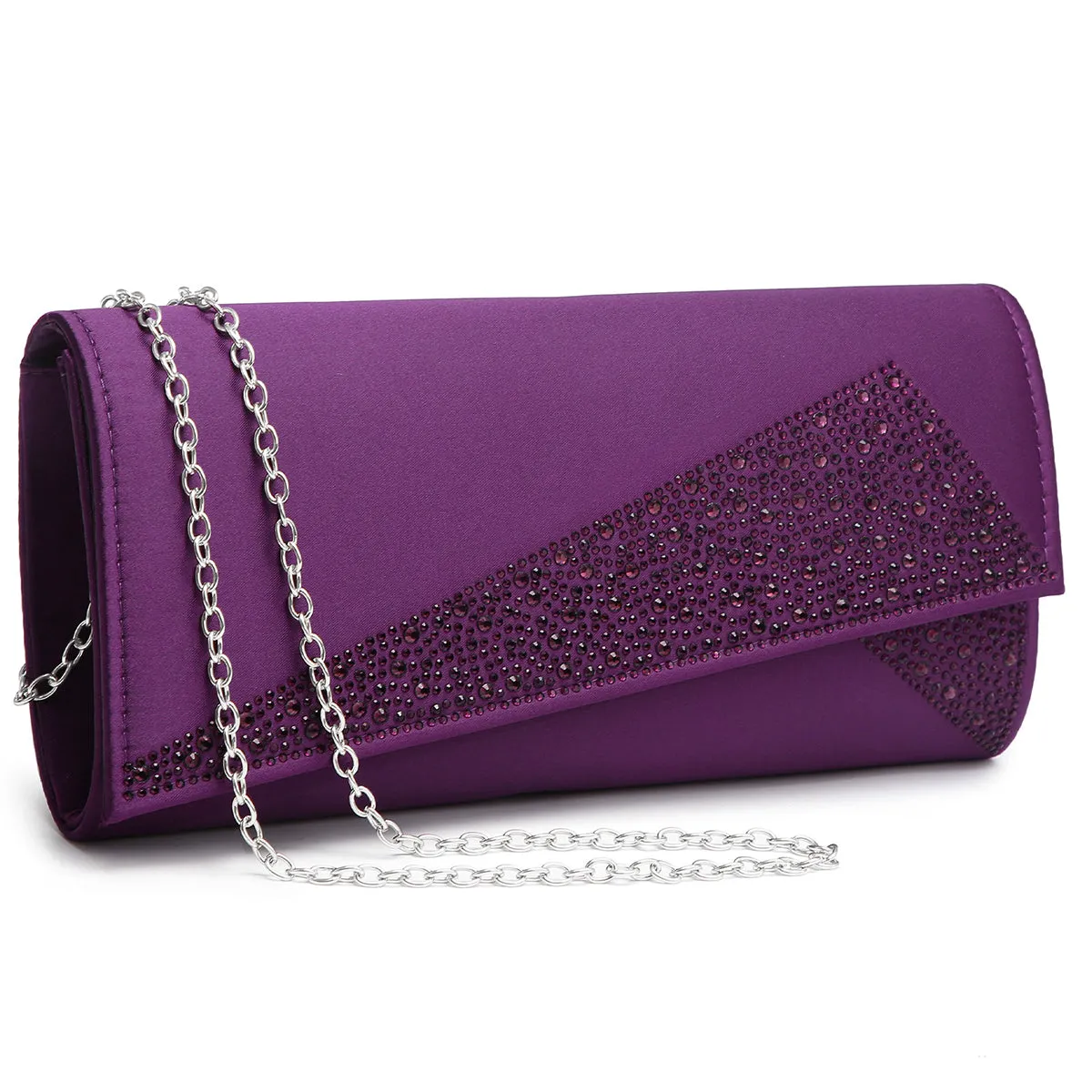 Dasein Evening Clutch with glistening beads and w/Removable Chain Strap