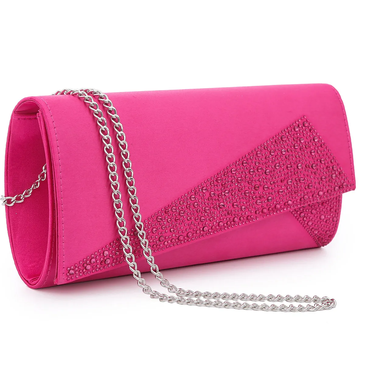 Dasein Evening Clutch with glistening beads and w/Removable Chain Strap