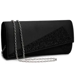 Dasein Evening Clutch with glistening beads and w/Removable Chain Strap