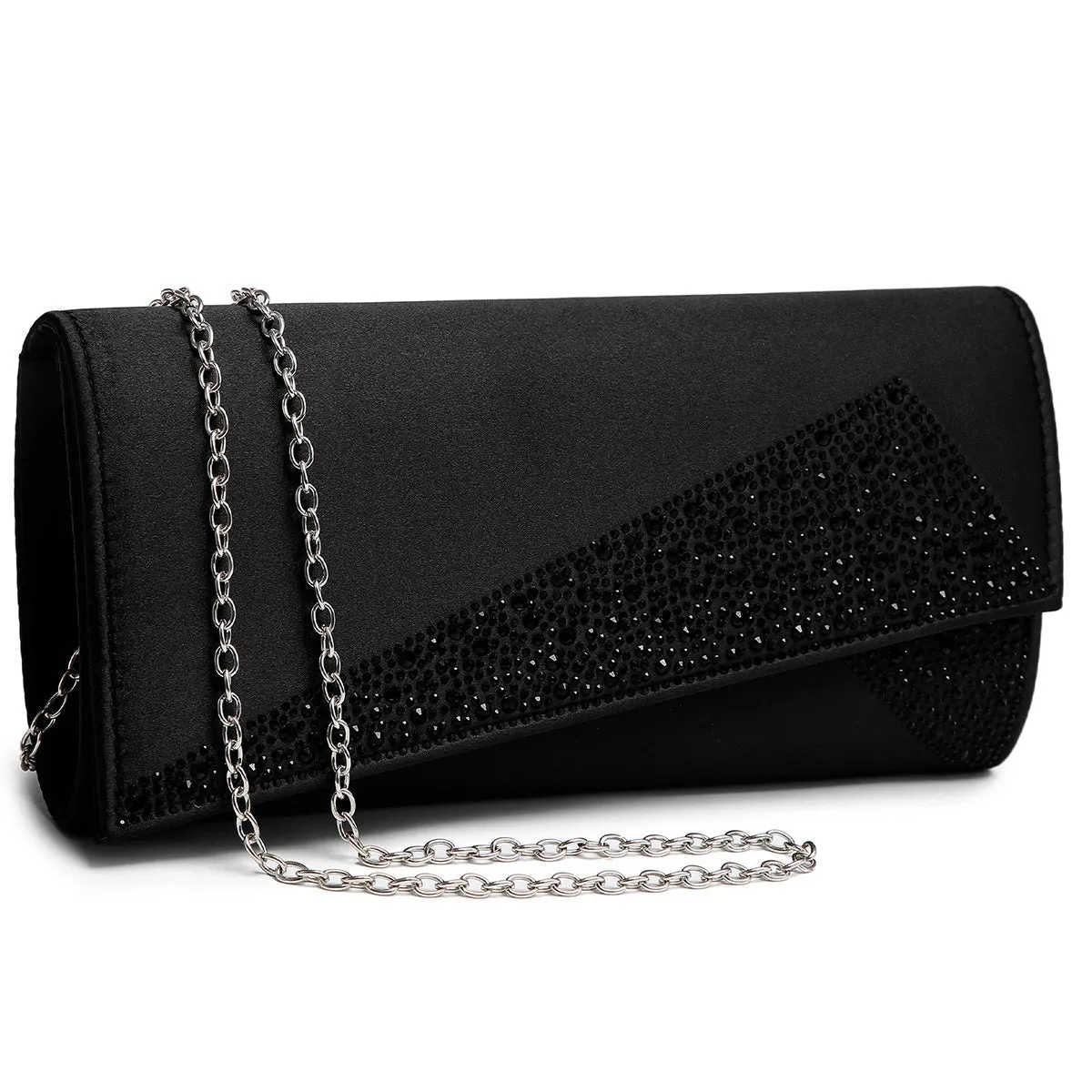 Dasein Evening Clutch with glistening beads and w/Removable Chain Strap