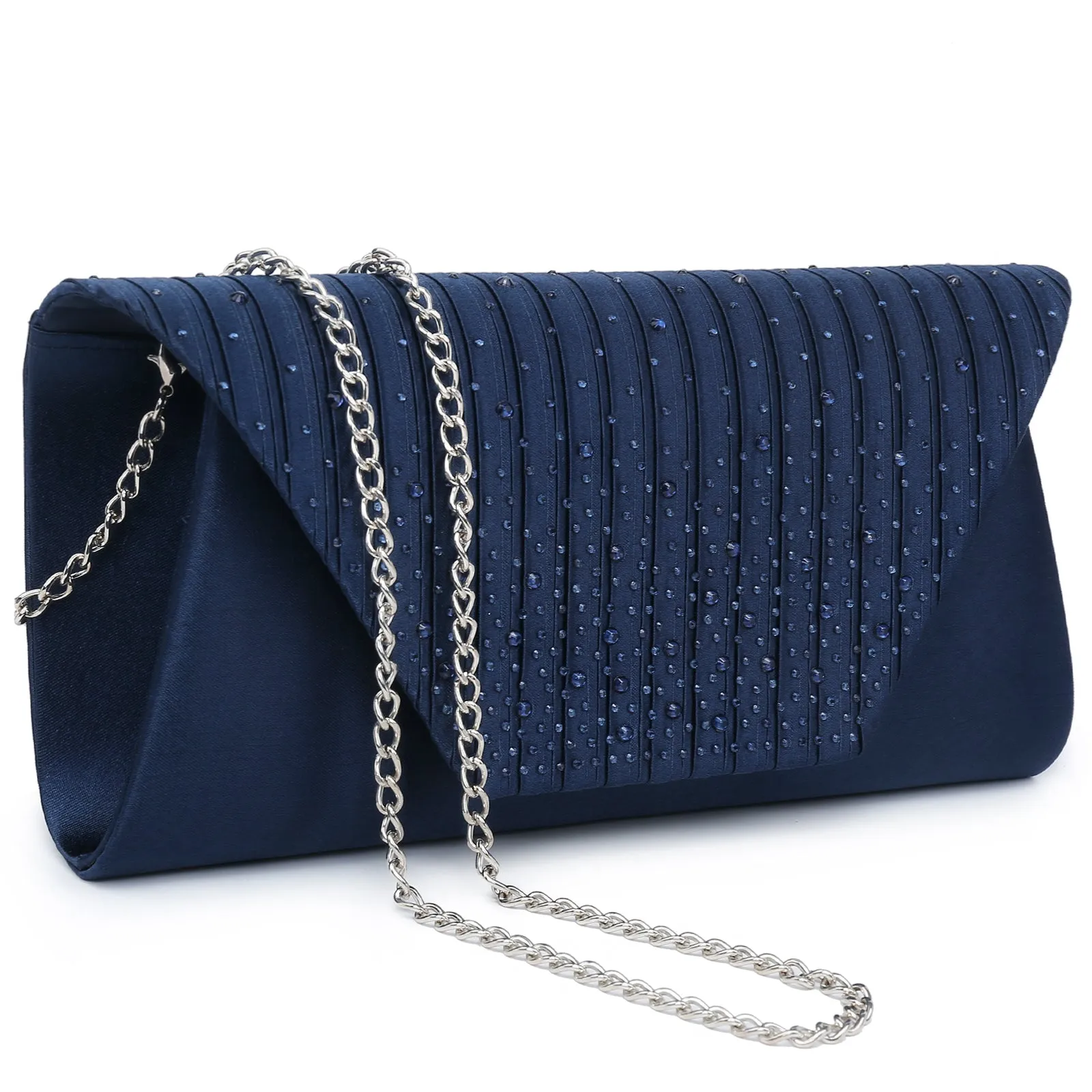 Dasein Rhinestone Frosted Evening Clutch w/Removable Chain Strap (-N)