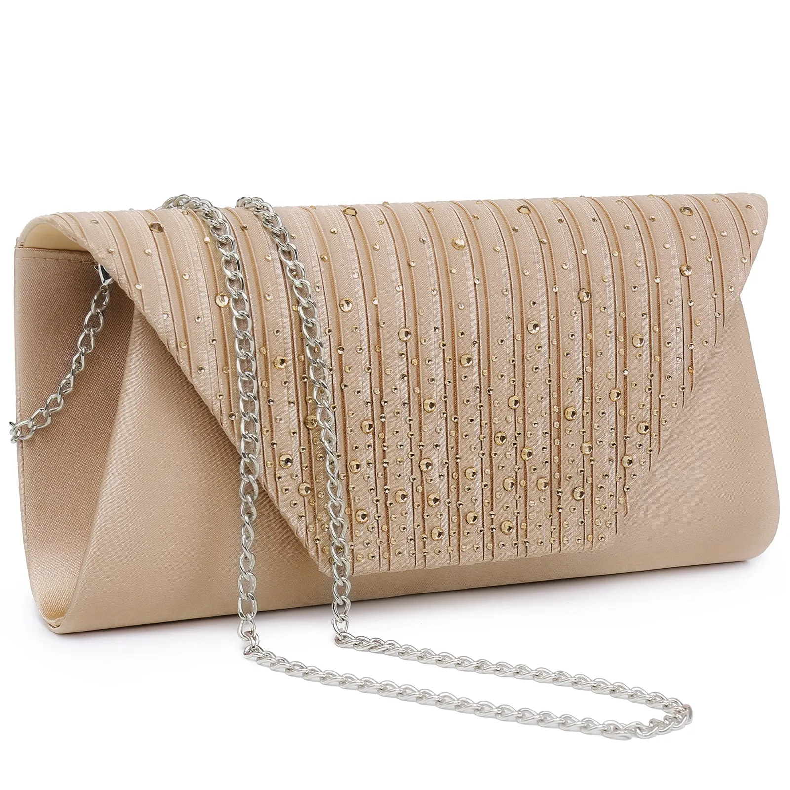 Dasein Rhinestone Frosted Evening Clutch w/Removable Chain Strap (-N)