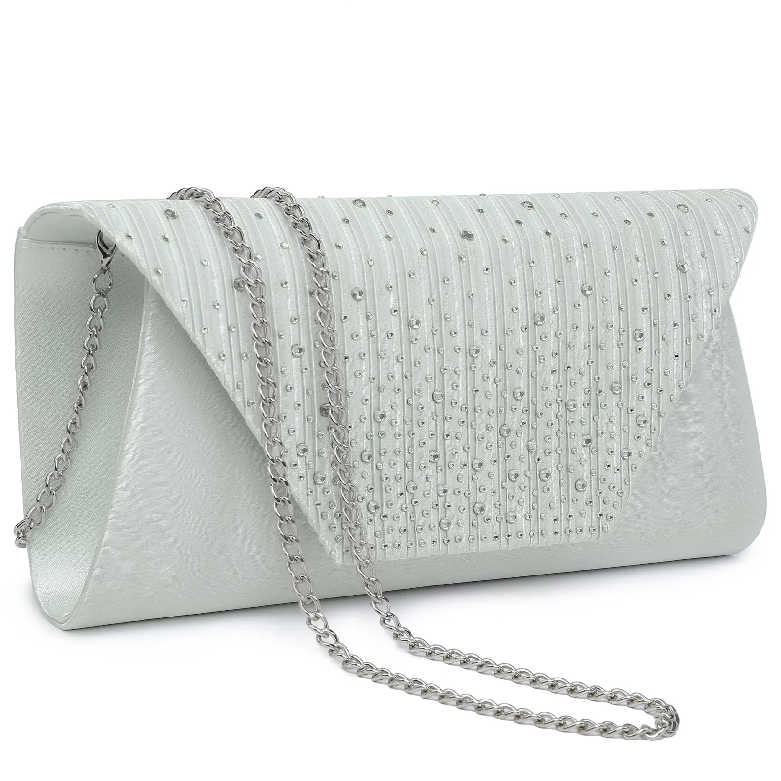 Dasein Rhinestone Frosted Evening Clutch w/Removable Chain Strap (-N)