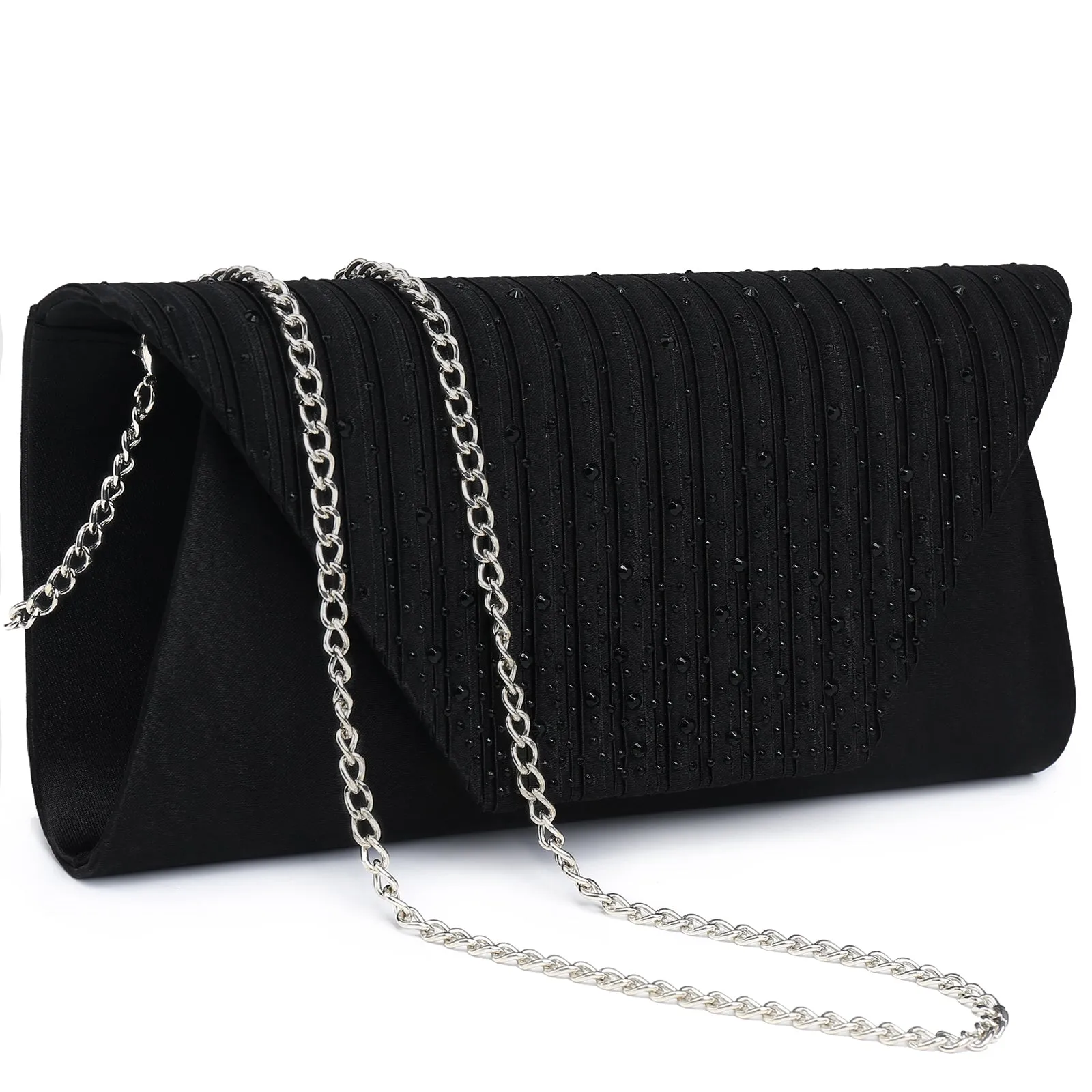 Dasein Rhinestone Frosted Evening Clutch w/Removable Chain Strap (-N)