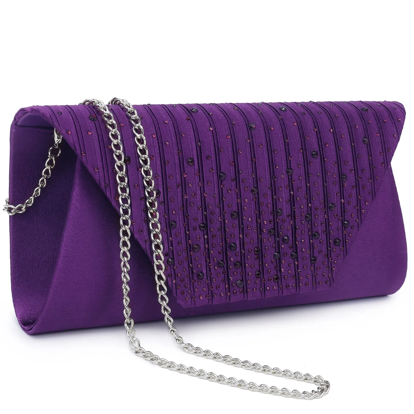 Dasein Rhinestone Frosted Evening Clutch w/Removable Chain Strap (-N)