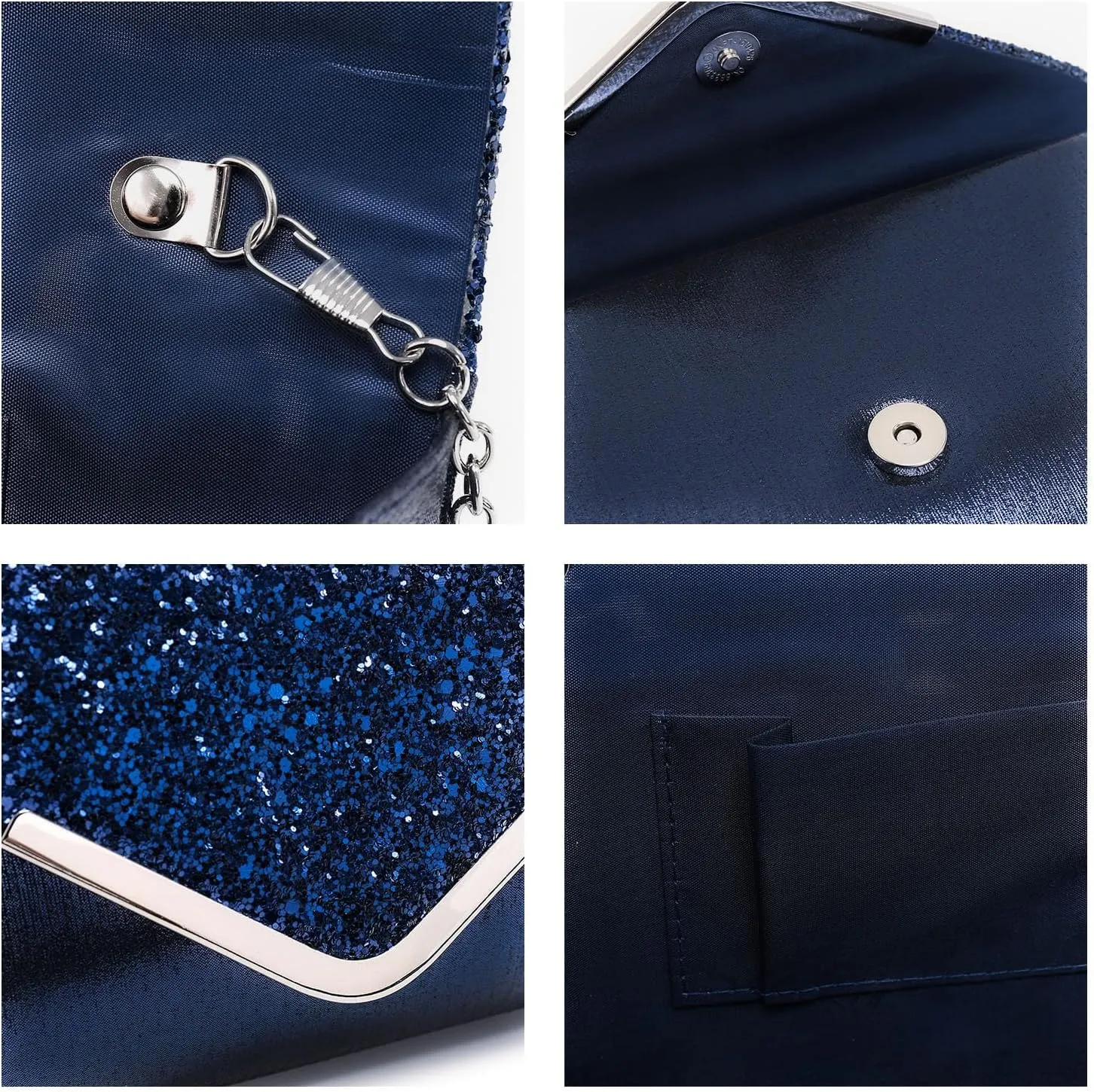 Dasein Women Evening Bags Formal Clutch Purses for Wedding Party Prom Handbags with Shoulder Strap and Glitter Flap