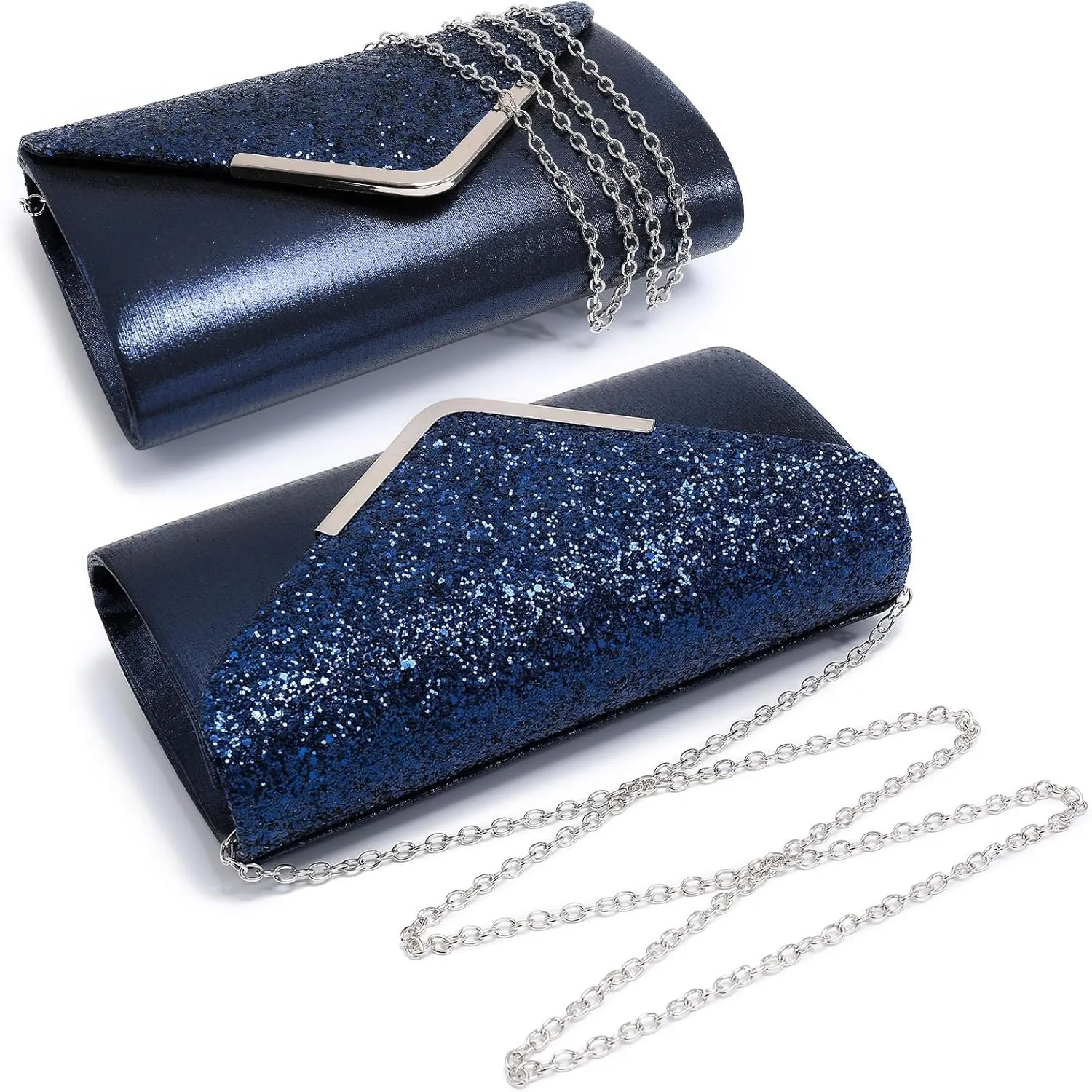 Dasein Women Evening Bags Formal Clutch Purses for Wedding Party Prom Handbags with Shoulder Strap and Glitter Flap