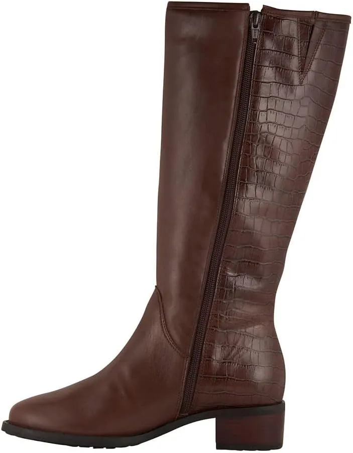 David Tate Womens Superior Embossed Leather Knee-High Boots