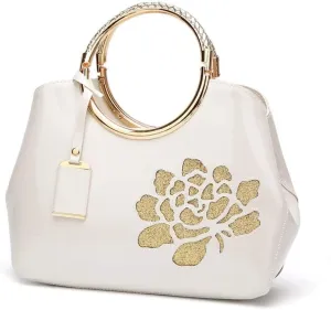 Dayfine Women's Patent Leather Shiny Banquet Shell One-shoulder Diagonal Bag Bridal Wedding Tote
