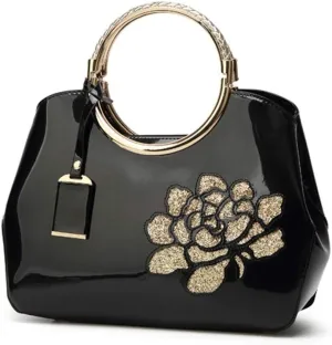 Dayfine Women's Patent Leather Shiny Banquet Shell One-shoulder Diagonal Bag Bridal Wedding Tote
