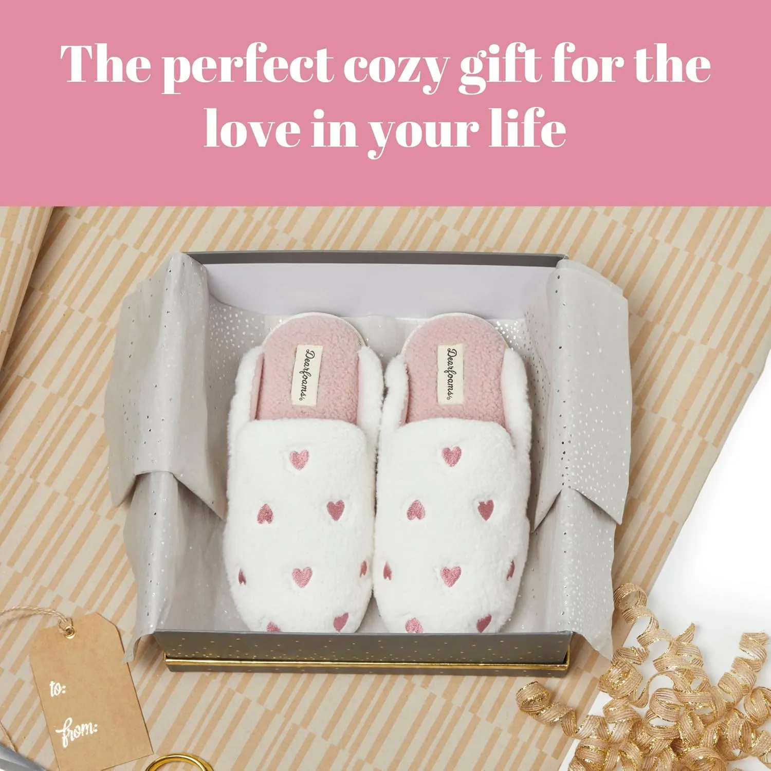 Dearfoams Women's Fuzzy Mom Easter Valentines Mother’s Day Slippers