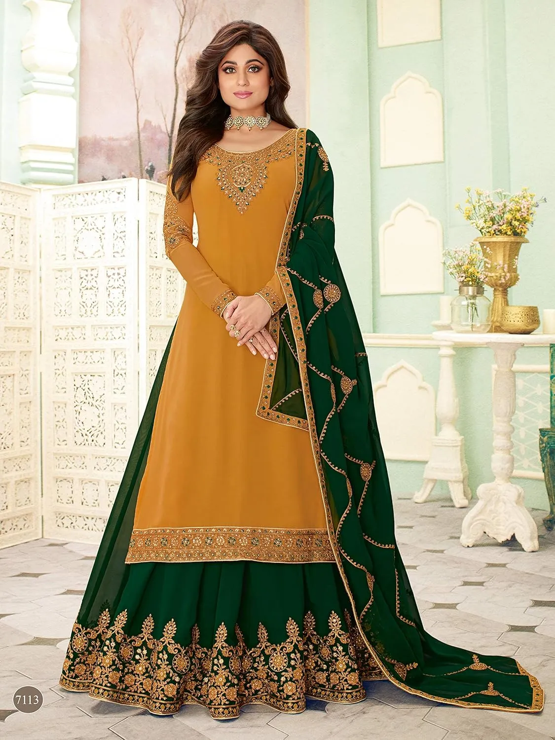 Delisa New Wedding Party wear Embroidered Salwar Kameez Indian Dress Ready to Wear Salwar Suit For Women 7115