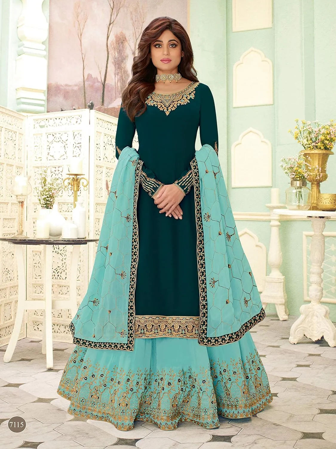 Delisa New Wedding Party wear Embroidered Salwar Kameez Indian Dress Ready to Wear Salwar Suit For Women 7115