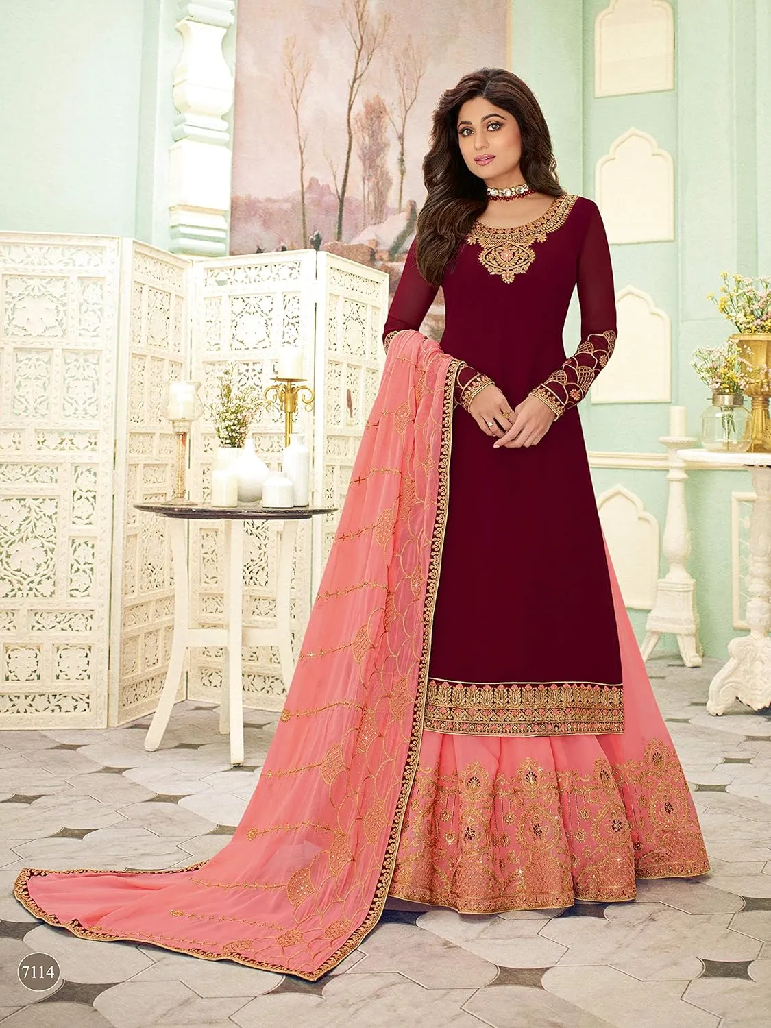 Delisa New Wedding Party wear Embroidered Salwar Kameez Indian Dress Ready to Wear Salwar Suit For Women 7115