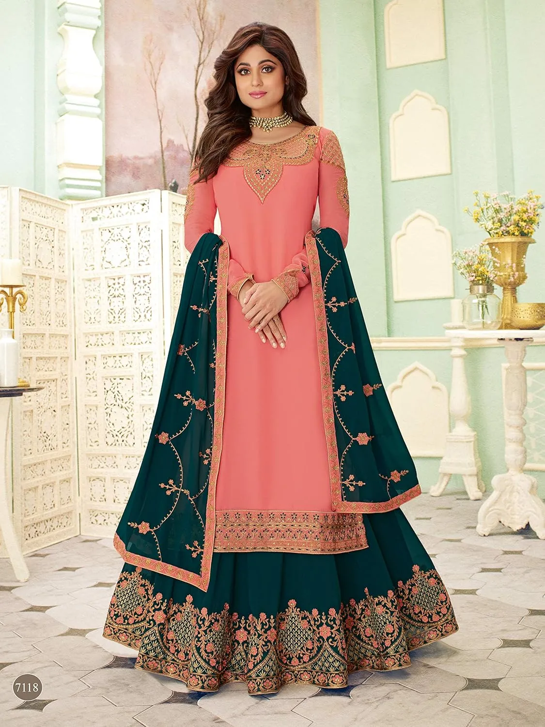 Delisa New Wedding Party wear Embroidered Salwar Kameez Indian Dress Ready to Wear Salwar Suit For Women 7115
