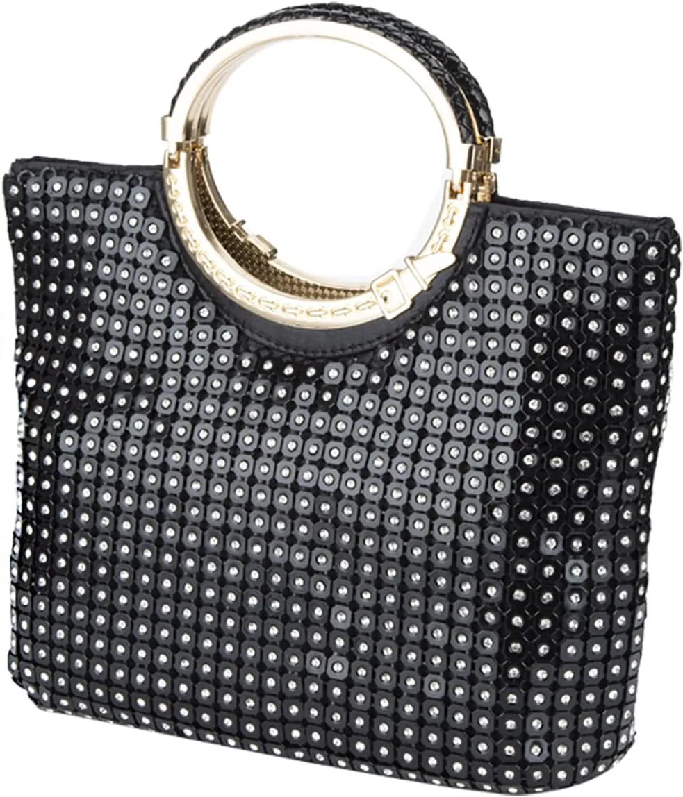 Designer Handbags Sequin Tote Bag With Rhinestone Wristlet Sparkly Purse