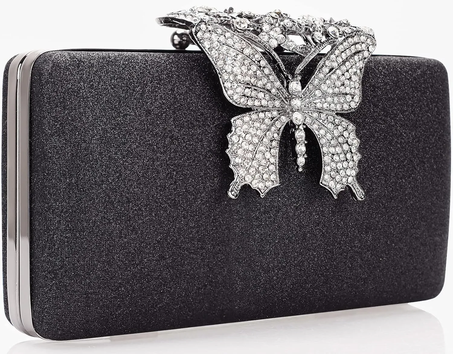 Dexmay Rhinestone Clutch Bag with Crystal Butterfly Clasp Women Evening Handbag Formal Party Purse
