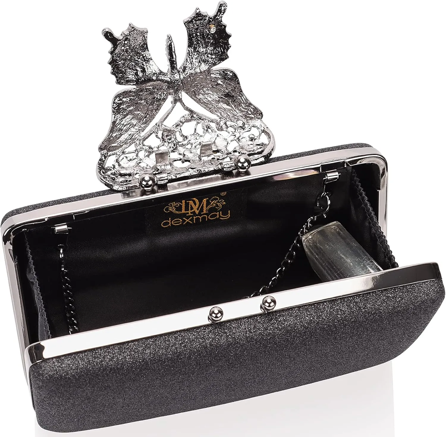 Dexmay Rhinestone Clutch Bag with Crystal Butterfly Clasp Women Evening Handbag Formal Party Purse