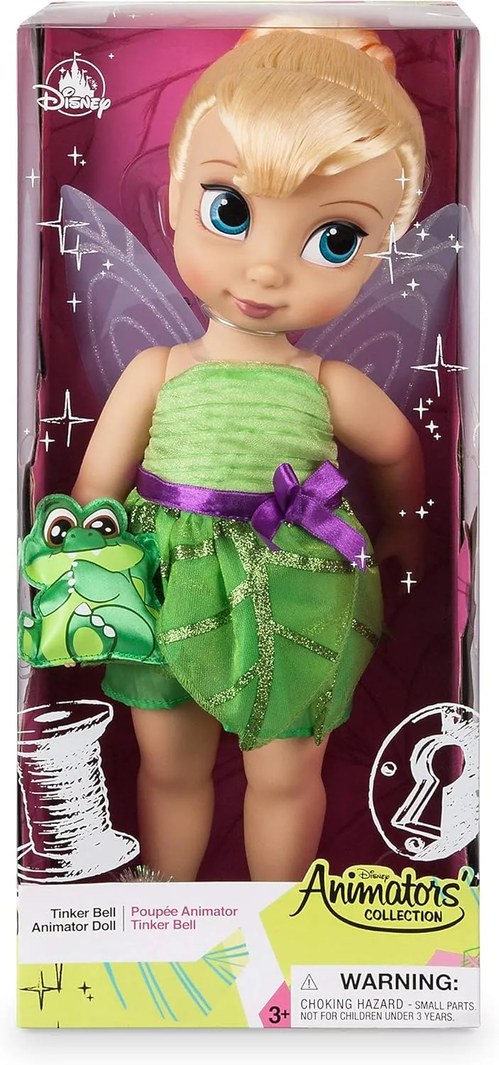 Disney Animators' Collection Tinker Bell Doll - Peter Pan - 16 Inch, Molded Details, Fully Posable Toy in Satin Dress - Suitable for Ages 3  Toy Figure