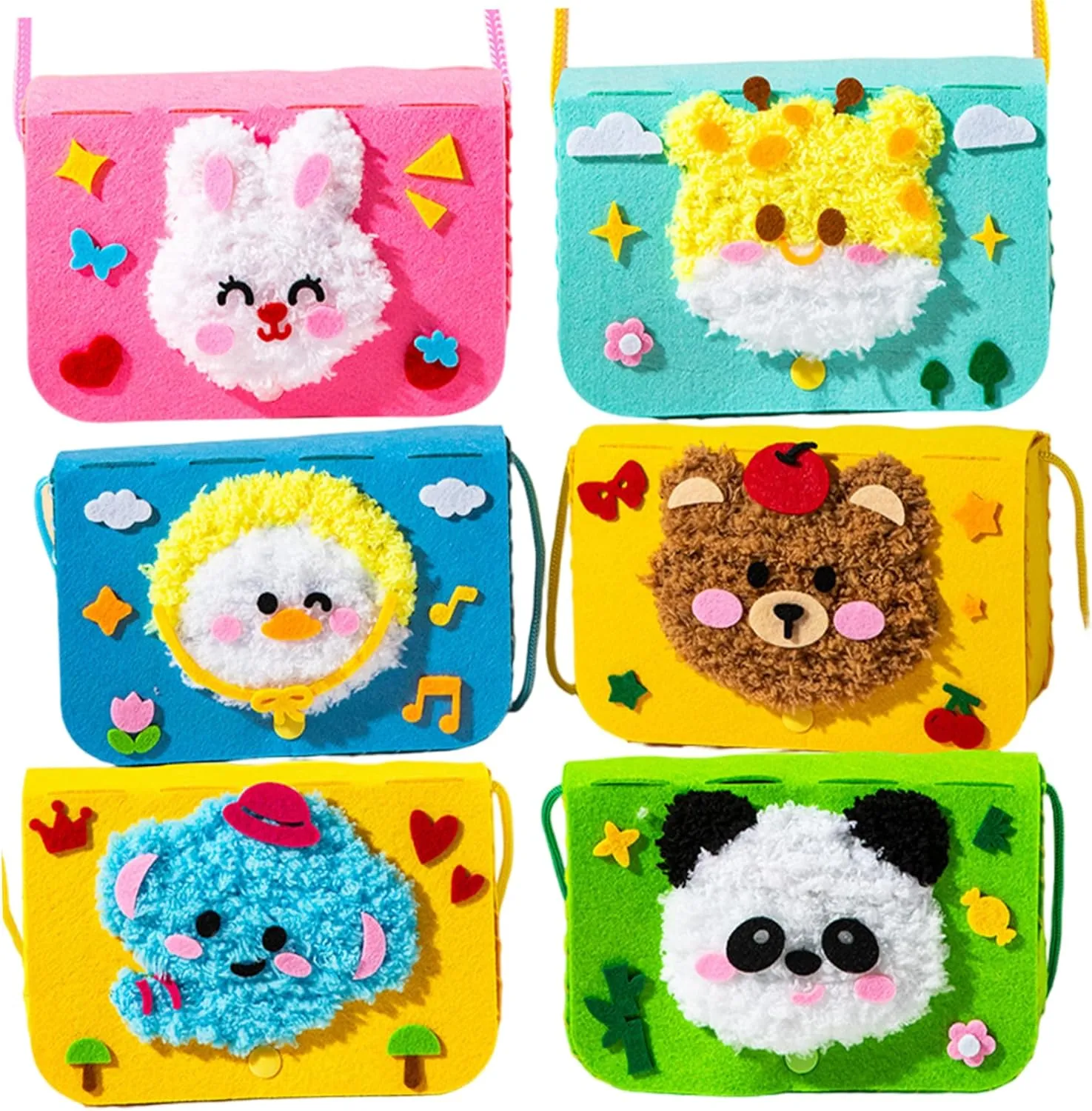 DIY Embroidery Doll Set for Kids, 6Pcs DIY Embroidery Doll Set Crossbody Bag Shaped for Home, Preschool