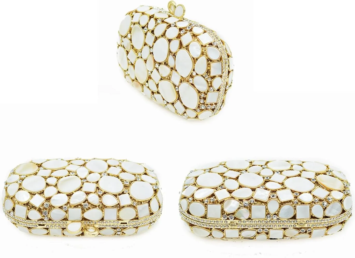 DJBM Women Glitter Rhinestone Box Bag Luxury Crystal Evening Clutch with Chain for Dance Celebrate