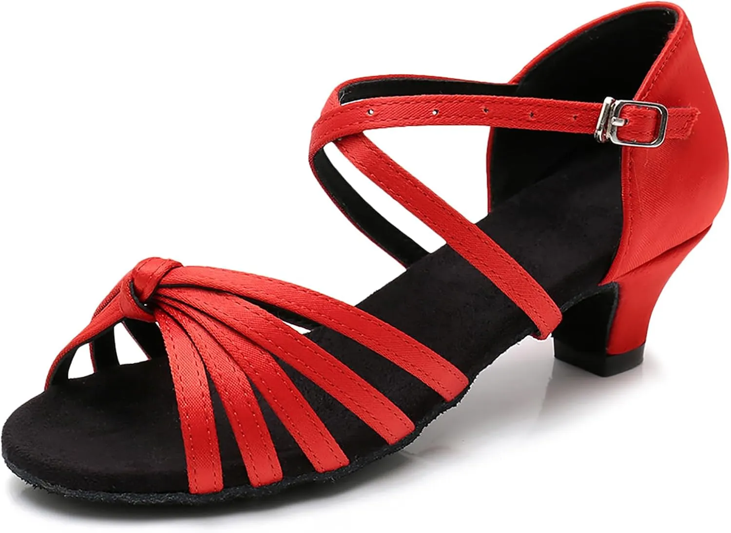 DKZSYIM Women's Satin Latin Dance Shoes Ballroom Salsa Performance Practice Dancing Shoes,Model LP-1217ZS