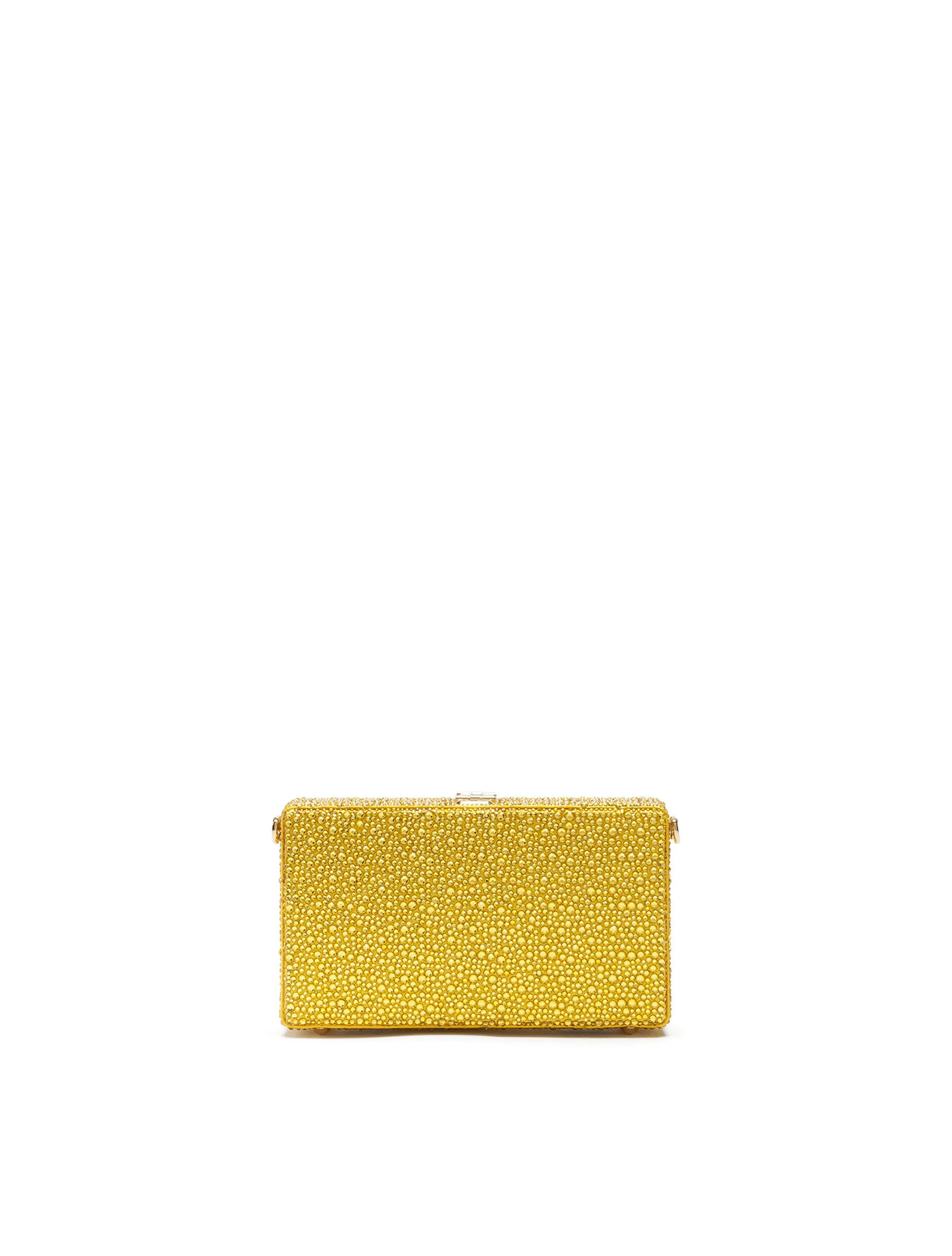 Dolce Box clutch with heat-applied rhinestones
