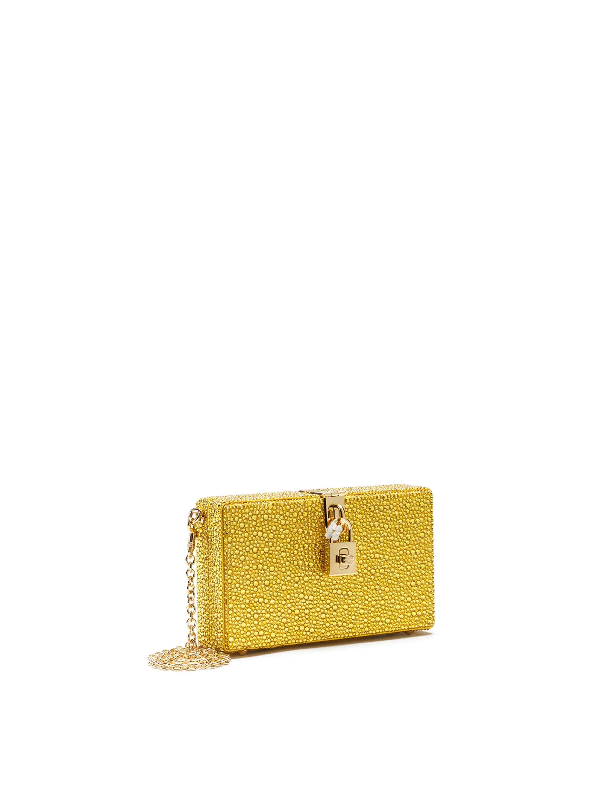 Dolce Box clutch with heat-applied rhinestones