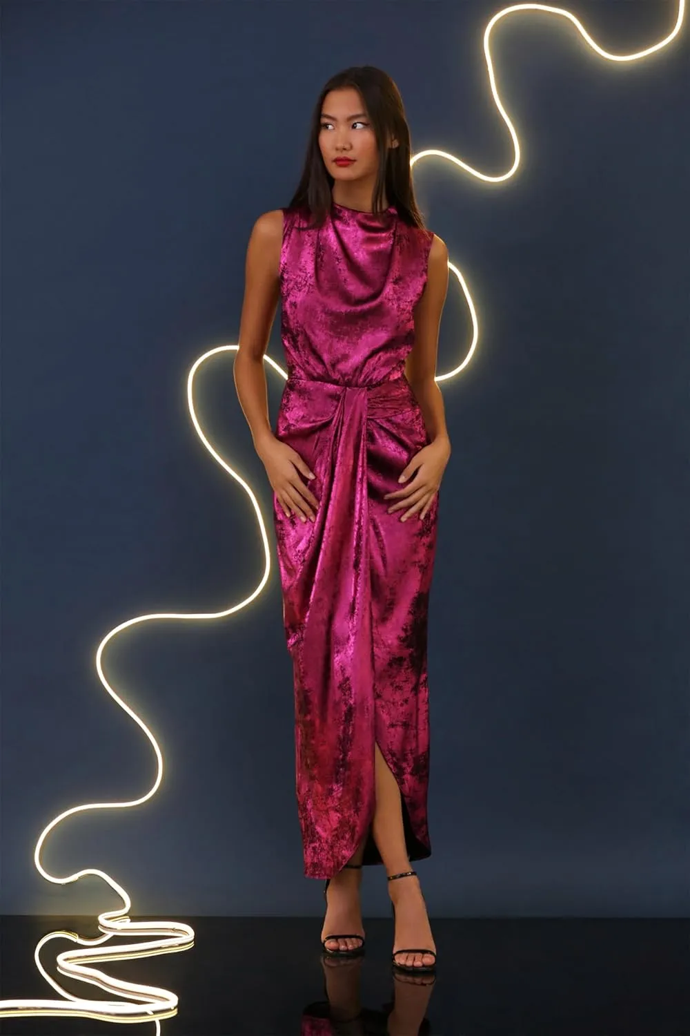 Donna Morgan Women's Holiday Foil Glitter Shimmer Metallic Dress Occasion Party Guest of