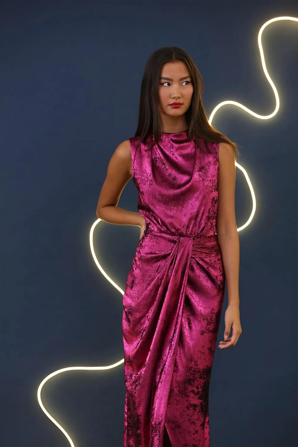 Donna Morgan Women's Holiday Foil Glitter Shimmer Metallic Dress Occasion Party Guest of