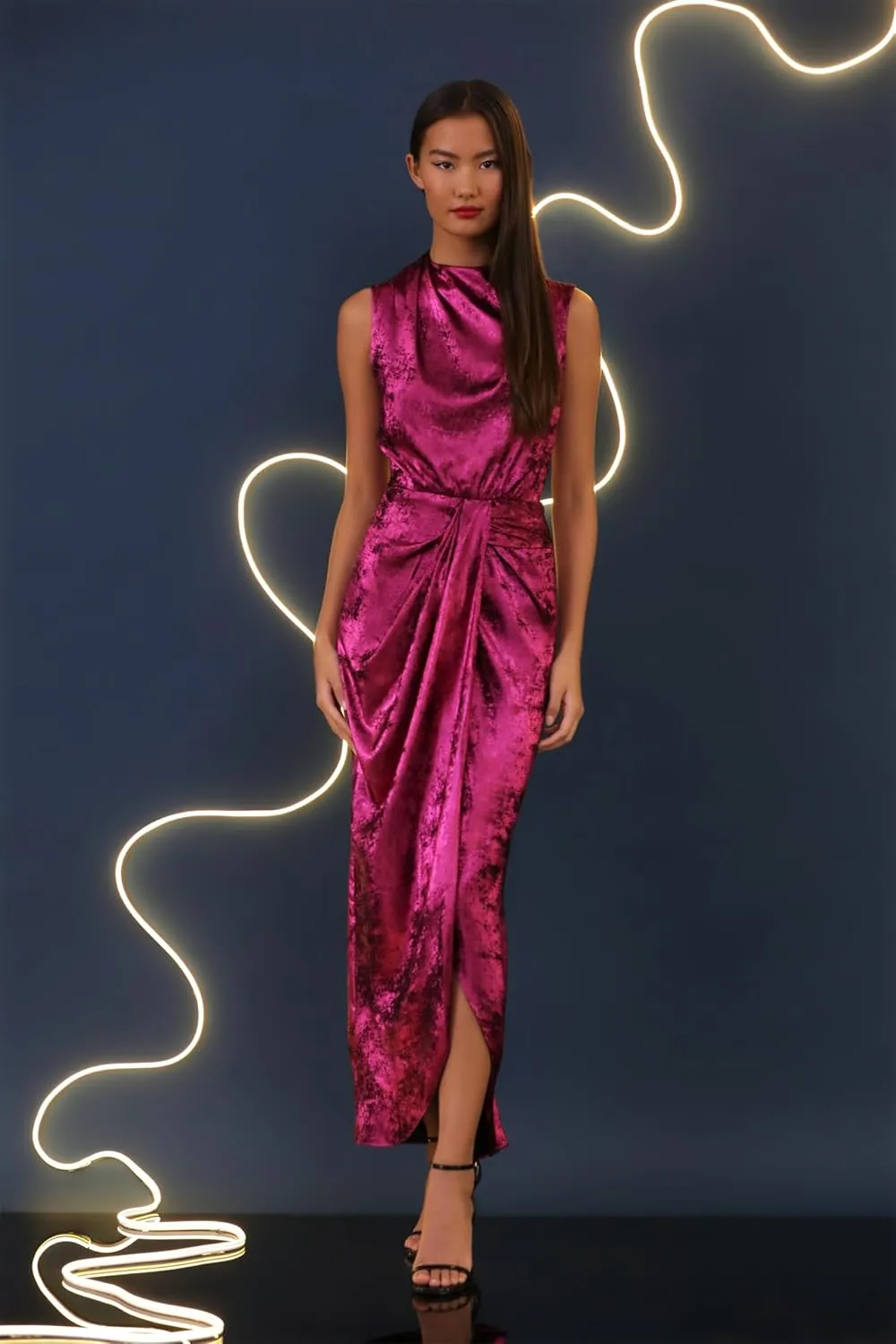 Donna Morgan Women's Holiday Foil Glitter Shimmer Metallic Dress Occasion Party Guest of