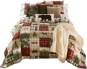 Donna Sharp Twin Bedding Set - 2 Piece - Cedar Lodge Lodge Quilt Set with Twin Quilt and One Standard Pillow Sham - Machine Washable