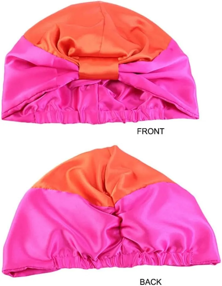 Double-Layer Stretch Satin Turban Cap Simulation Silk Night Cap Hair Care Cap Chemotherapy Cap (3 pcs)