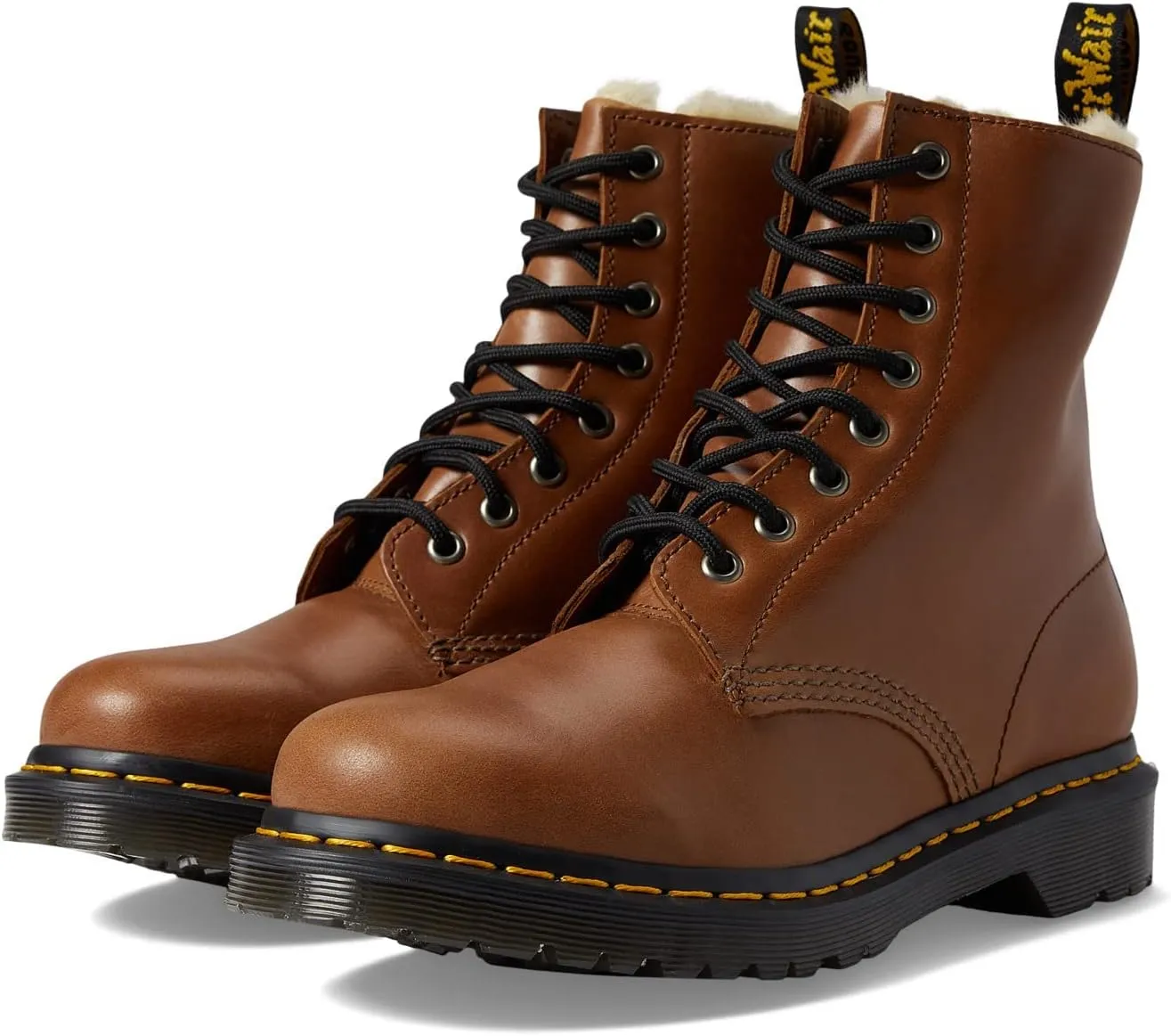 Dr. Martens Women's 1460 Serena Faux Fur-Lined Farrier Leather Boot Fashion