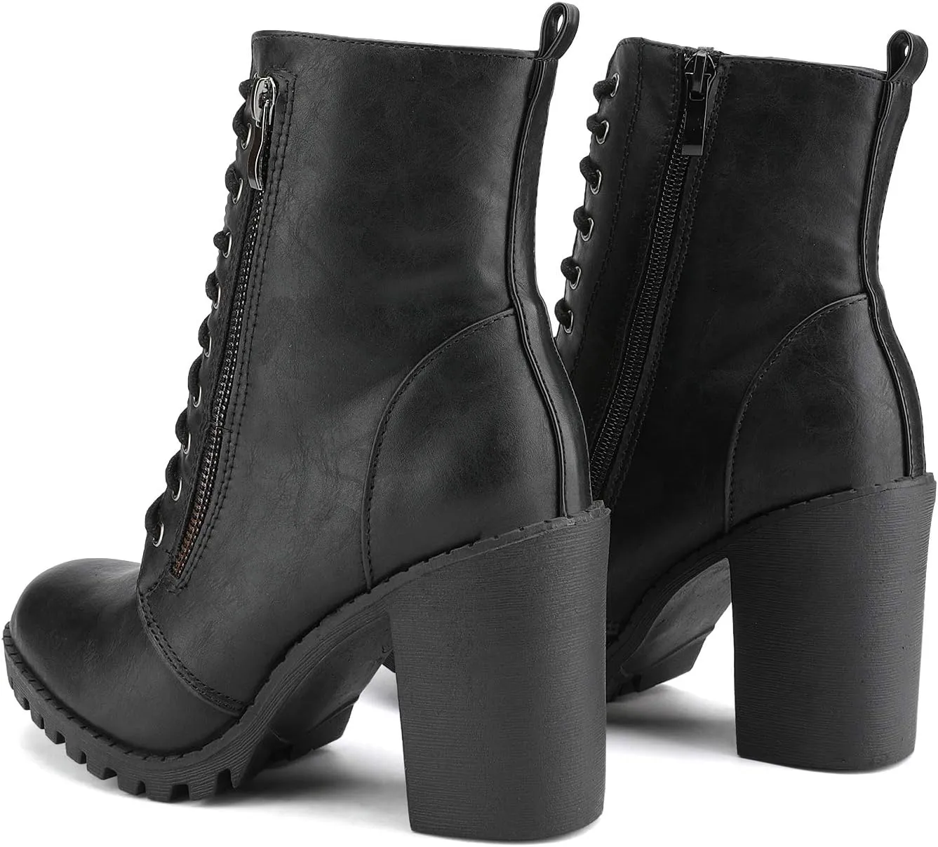DREAM PAIRS Women's Combat Ankle Boots Chunky Heel Lace up Fashion Heeled Booties