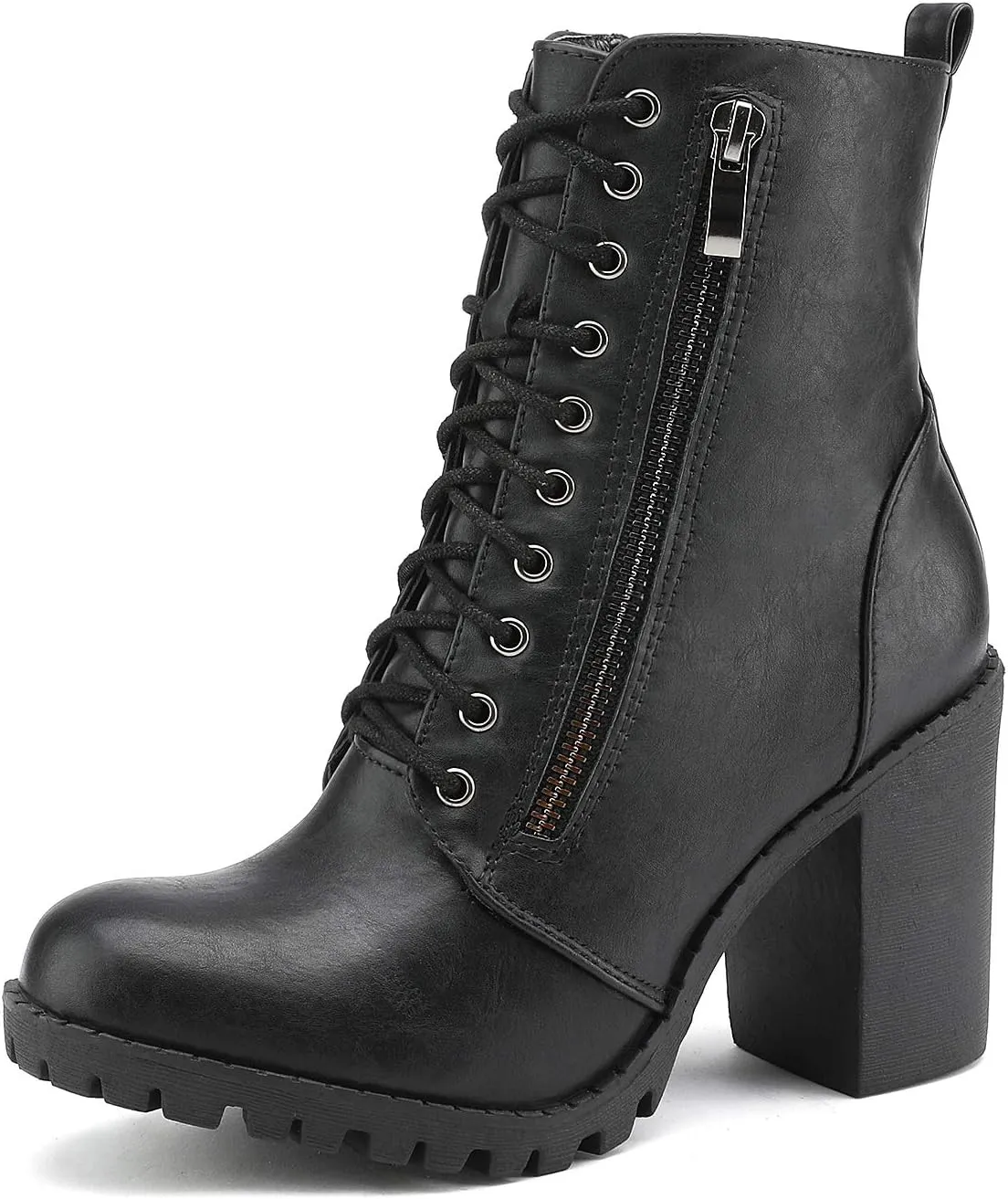 DREAM PAIRS Women's Combat Ankle Boots Chunky Heel Lace up Fashion Heeled Booties