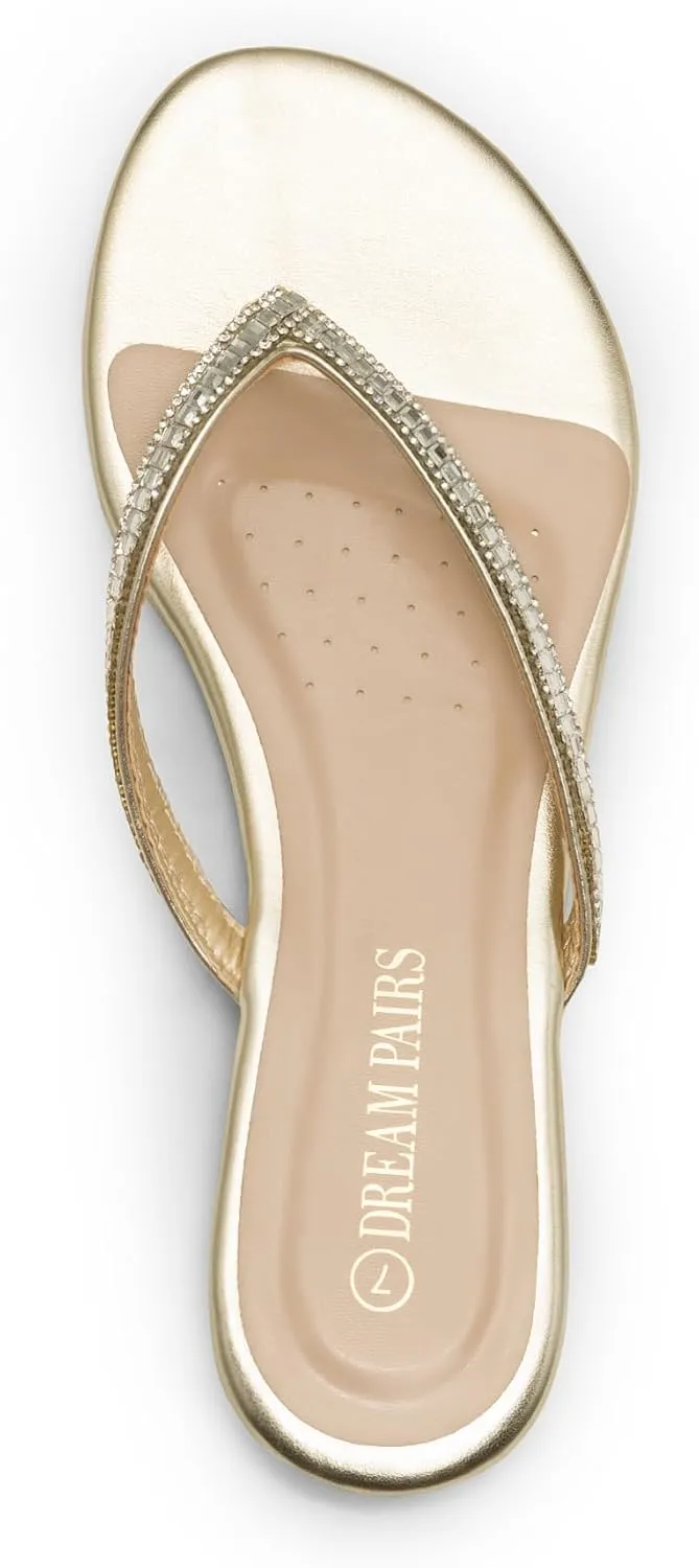 DREAM PAIRS Women's Fashion Rhinestones Design Slides Sandals
