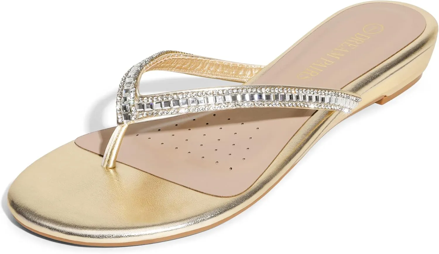 DREAM PAIRS Women's Fashion Rhinestones Design Slides Sandals