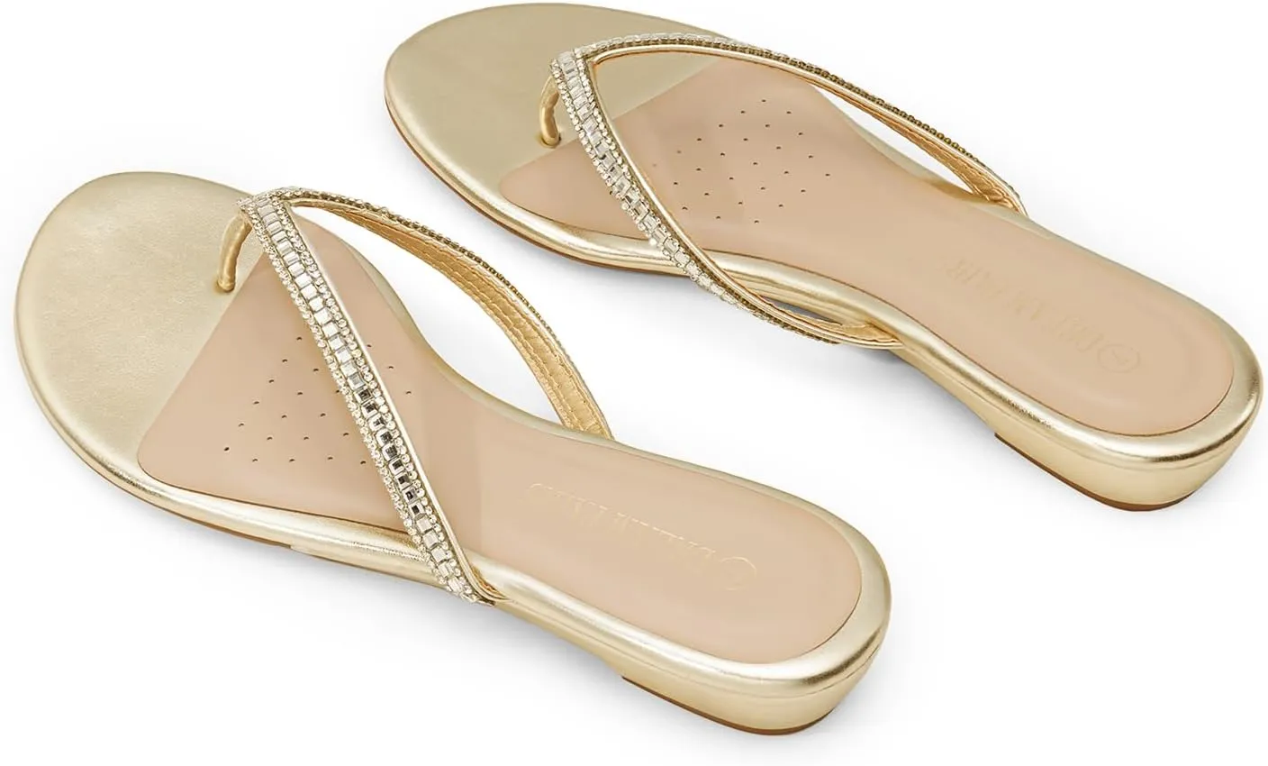 DREAM PAIRS Women's Fashion Rhinestones Design Slides Sandals