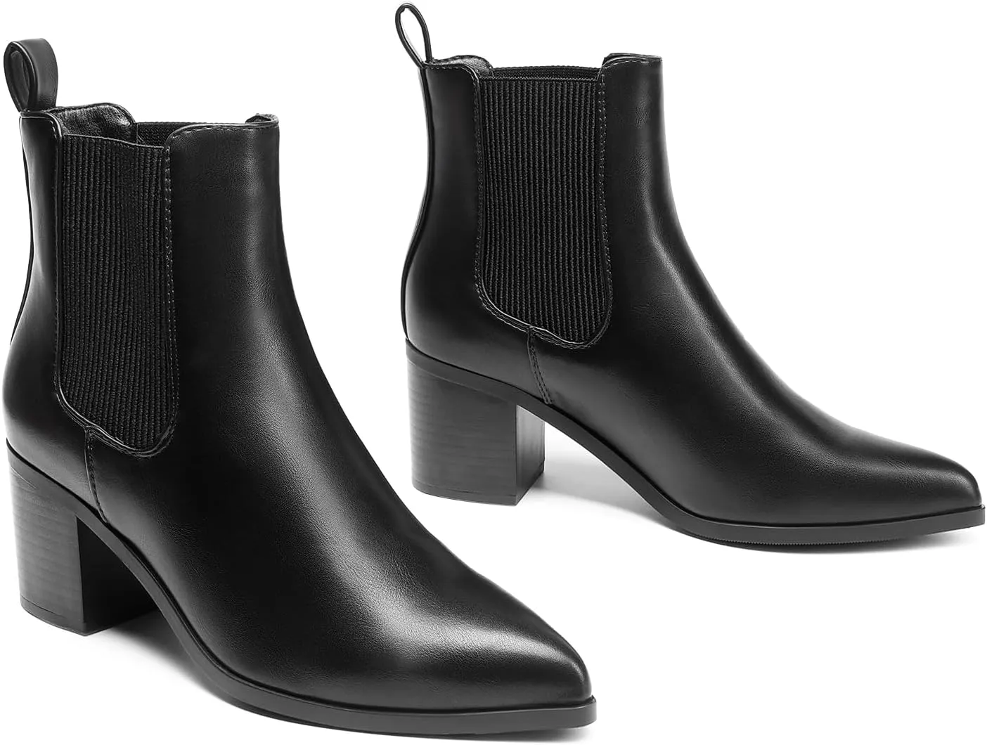 DREAM PAIRS Women's Retro Elastic Chelsea Ankle Boots Fashion Low Chunky Block Heel Pointed Toe Fall Heeled Booties Shoes