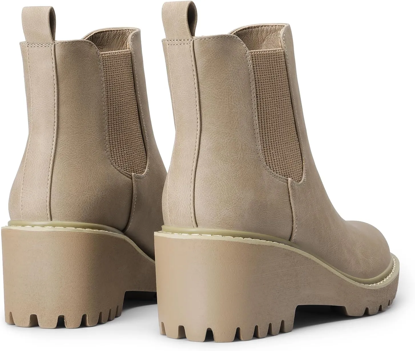 DREAM PAIRS Women's Wedge Chelsea Ankle Boots Fashion Round Toe Low Wedge Heel Platform Booties Shoes